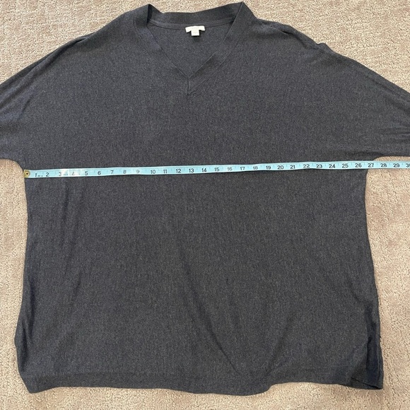 Pure Jill Oversized V-Neck Sweater, Blue, Drop Shoulder, 3/4 Length Sleeves, L - Picture 8 of 11